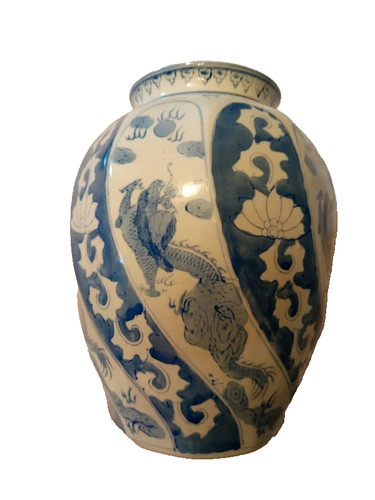 Vase décoratif bleu blanc - vase, et