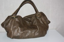 SONIA RYKIEL Sac Grande Capacité Cuir Souple Marron Kaki BON ETAT