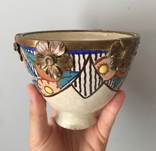 Ancienne coupe en céramique et monture en cuivre André Villien Art-déco 1920's