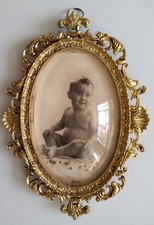 Cadre Photo Style Victorien mural Ovale Vintage  en Métal Doré 