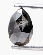 Diamant Naturel Taille Rose 1,29 CTS En Forme De Poire Couleur Noire 8,5MM