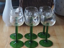 6 Verres à vin blanc d'Alsace sérigraphié nom de ville en Alsace. Haut 16 cm.TBE
