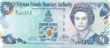 Cayman Islands  2003  Banknote 1$  Queen Elisabeth II  Fish  Corals   UNC
