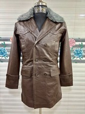 Manteau homme classique pois col fausse fourrure marron militaire 100 %...