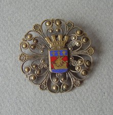 ancienne broche cuivre Blason PARIS émaillé old brooch