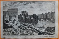 VAN DER AA Gravure originale c1725 PORTE SAINT-BERNARD Paris Tournelle St-Victor
