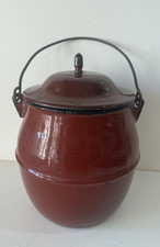 ANCIENNE PETITE MARMITTE GAMELLE TOLE EMAILLEE émail CUEILLETTE PETITS FRUITS