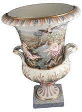 Vase Urne En Porcelaine Ginori Doccia Antique 19e Siècle Relief Capodimonte