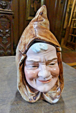 POT A TABAC porcelaine  barbotine 20ème " LE MOINE SOURIANT    "