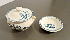 Lot SOUPIERE + ASSIETTE CREUSE bleu DINETTE poupée CHOISY LE ROI CREIL 1920 ABE