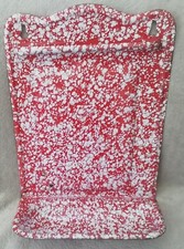 Ancien PORTE LOUCHE USTENSILE DE CUISINE EMAILLE ROUGE Et BLANC Chiné 