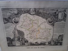 Département du LOIR ET CHER CARTE GEOGRAPHIQUE LEVASSEUR 1859 Blois Vendôme