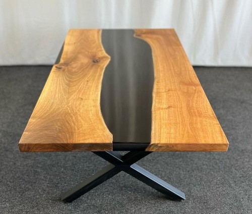 Table bois époxy noir - bois,
