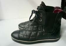 CHANEL Boots cuir matelassé noir T38 BON ETAT