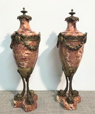 Paire de cassolettes marbre et