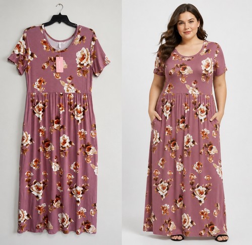 Mauve floral stretch jersey - mauve,