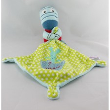 Doudou ane zébre bleu vert pois mouchoir POMMETTE - 15137