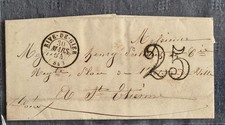 LAC De Rive De Gier Pour St Étienne Taxe À 25 Cts. 30 03 1854. Tb.