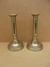 Ancienne Paire De Bougeoirs à Poussoir en Laiton cuivre