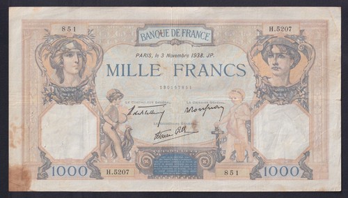 Billet banque france - billet, 1000
