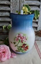 ANCIEN BROC PICHET EMAILLE DECOR DE FLEURS
