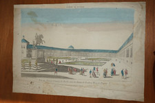 GRAVURE XVIII° VUE D'OPTIQUE COULEUR PAYSAGE BERLIN ALLEMAGNE MANEGE PRUSSE