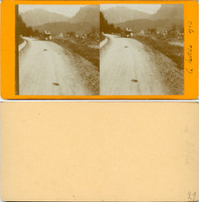 Stéréo, Suisse, montée en voiture au sommet du Titlis  Vintage albumen stereo ca