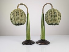 Lampe rotin vert de style