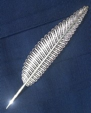 Ancienne Broche d' Ecrivaine Plume en Argent Filigrane SILVER FILIGREE BROOCH