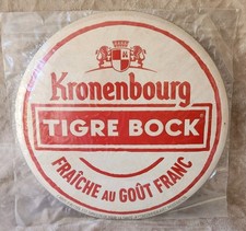 Plaque Publicitaire Tole Bombée Bière Kronenbourg Tigre Bock Vintage Sou blister