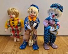2 Clown Musical Automate + 1 Enfant déguisé - Lot de 3 - Vintage - Porcelaine