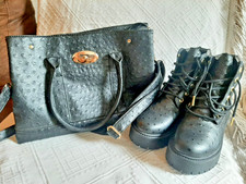 ⭐ TRES RARE ? Timberland Jet Black 39 – bottines cuir grainé avec sac assorti  