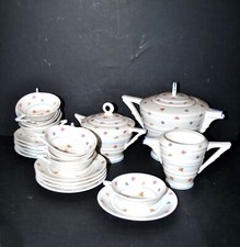 LIMOGES CHAPUS Service thé ART DECO 1930 en porcelaine 10 tasse Théière