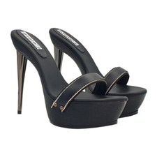 Mule Sexy Noir avec Bande