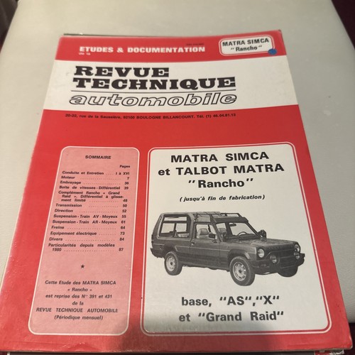 Revue technique matra simca - technique,