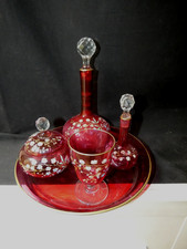 Service de nuit en cristal émaillé carafe émaillé verre flacon   S172