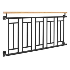 Balustrade balcon française grille fenêtre anthracite acier aspect bois 156x90cm