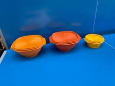 Lot de 3 Boîte Saladier Tupperware Orange Jaune Couvercle Modèle Soleil Tbe