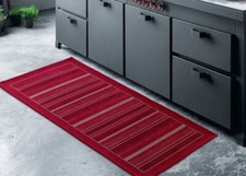 Tapis Coureur Runner Cuisine Antidérapant Voie Lavable Style Rouge