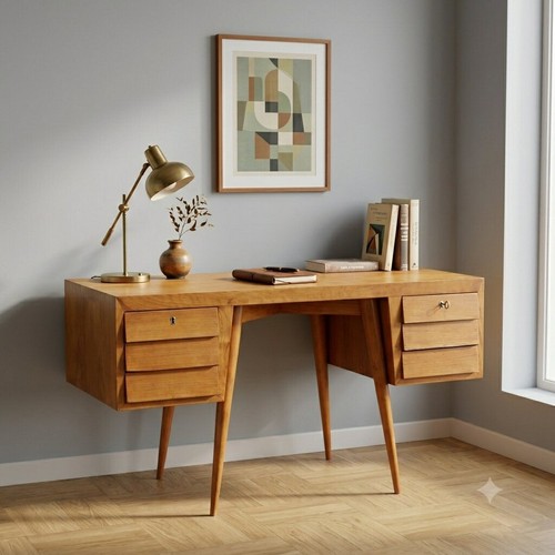 Bureau vintage bois plaqué - bureau,