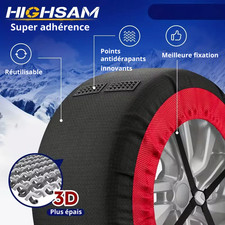 2 Chaînes à neige textiles Lavables HIGHSAM EN16662- 1 Auto/Camion Adhérence Max