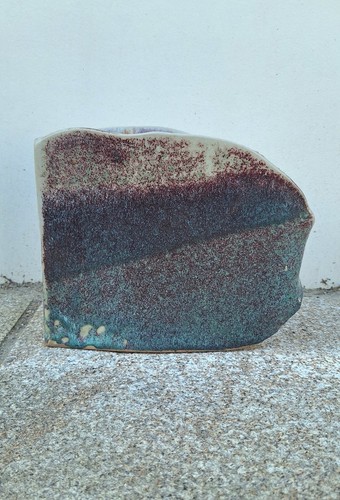 Vase grès émaillé - bleu, du