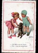 ENFANT au DRESSAGE de CHIEN de CIRQUE ... illustrée par A. CALLINO en 1935