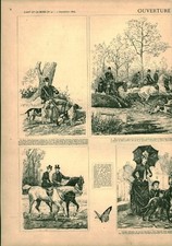 Gravure ancienne 1885 ouverture de la chasse issue du livre