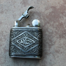 ancien briquet myon 201 gainage en argent orientaliste colonie