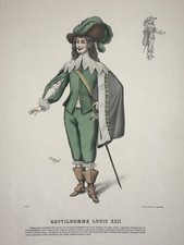 GENTILHOMME LOUIS XIII Gravure DALBRET Mode COSTUME Michau Laroche XX°