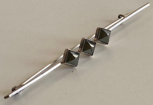 Broche argent hematite art - argent,