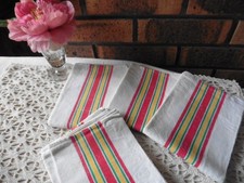 4 ANCIENS TORCHONS CREME METIS