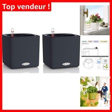 Pot Cubique d'Auto-Arrosage en Résine - Élégance en Gris Ardoise - 17x17 cm