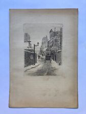 Estampe 19E Siècle France Rue Avec Calèche Paris ? 27,2 X 18,8 Cm